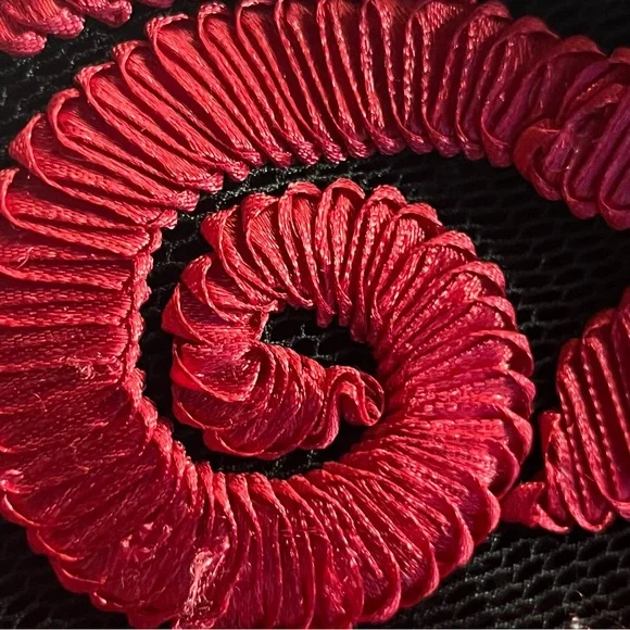 RIBBON embroidered Red Floral Skirt - Picture 8 of 10